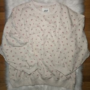 Aerie Cream and Pink Patterned Sweater